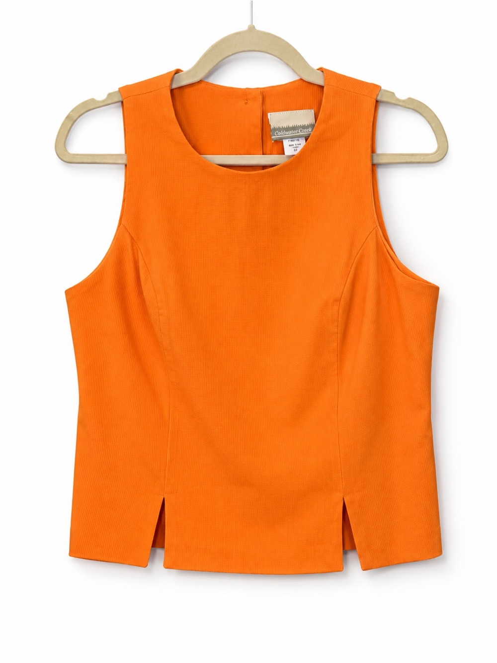 Vintage Coldwater Creek Orange Textured Sleeveless Blouse Top Women’s Size 10